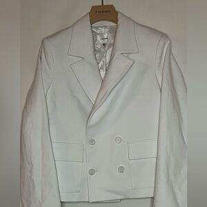 FRAME Cropped Double-Breasted Blazer White Size Small (S/P) Use as Sample